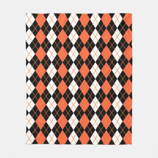 Orange Schwarz-weiße Raute Diamond Design Fleecedecke (Vorderseite)
