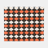 Orange Schwarz-weiße Raute Diamond Design Fleecedecke (Vorderseite (Horizontal))
