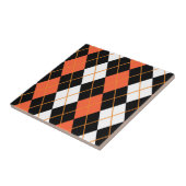 Orange Schwarz-weiße Raute Diamond Design Fliese (Seite)