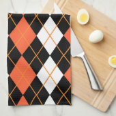 Orange Schwarz-weiße Raute Diamond Design Geschirrtuch (Viertel Falte)