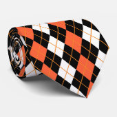 Orange Schwarz-weiße Raute Diamond Design Krawatte (Gerollt)