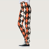 Orange Schwarz-weiße Raute Diamond Design Leggings (Links)