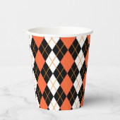 Orange Schwarz-weiße Raute Diamond Design Pappbecher (Links)