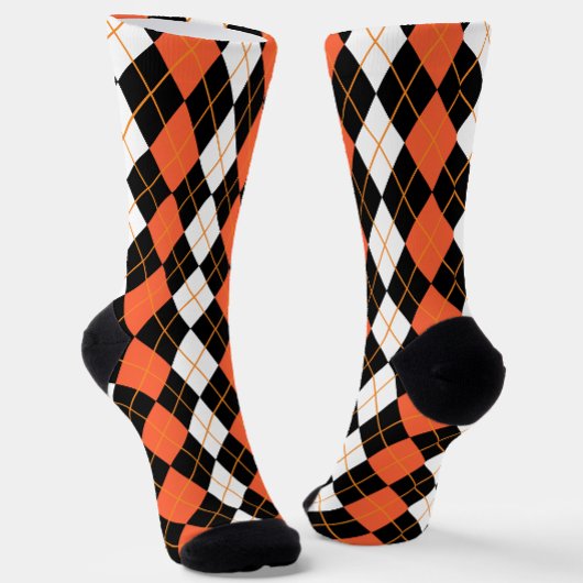 Orange Schwarz-weiße Raute Diamond Design Socken