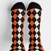 Orange Schwarz-weiße Raute Diamond Design Socken (Oben)