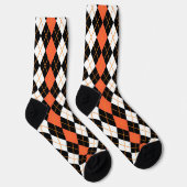 Orange Schwarz-weiße Raute Diamond Design Socken (Rechts)