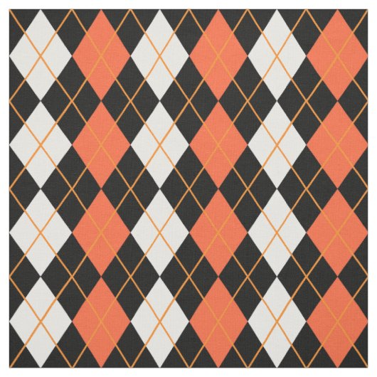 Orange Schwarz-weiße Raute Diamond Design Stoff (Muster)