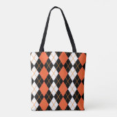 Orange Schwarz-weiße Raute Diamond Design Tasche (Rückseite)