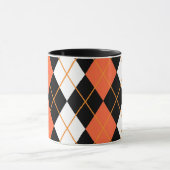 Orange Schwarz-weiße Raute Diamond Design Tasse (Zentrum)