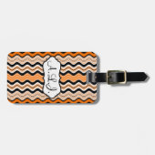 Orange, Schwarz, weiße Streifen - Gepäckmarke Gepäckanhänger (Vorderseite horizontal)