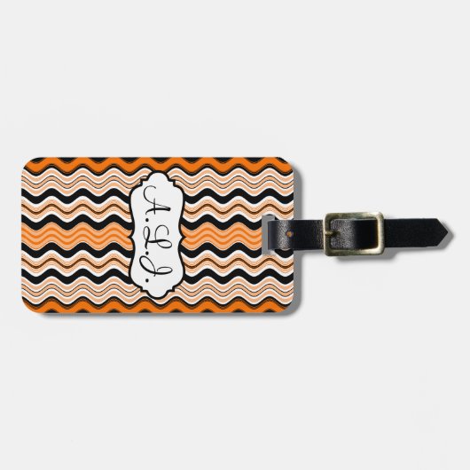 Orange, Schwarz, weiße Streifen - Gepäckmarke Gepäckanhänger (Vorderseite horizontal)