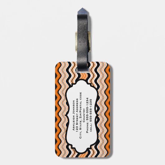 Orange, Schwarz, weiße Streifen - Gepäckmarke Gepäckanhänger (Rückseite vertikal)