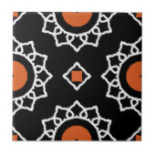 Orange Schwarz-weiße Ziergeometrie Fliese (Vorderseite)