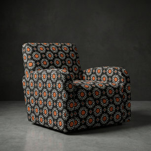 Orange Schwarz-weiße Ziergeometrie Stoff