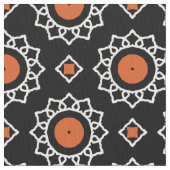 Orange Schwarz-weiße Ziergeometrie Stoff (Nahaufnahme)