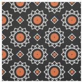 Orange Schwarz-weiße Ziergeometrie Stoff (Muster)