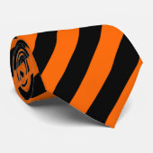 Orange/Schwarze Diagonal Streifen Krawatte (Gerollt)