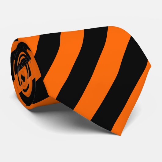 Orange/Schwarze Diagonal Streifen Krawatte (Gerollt)