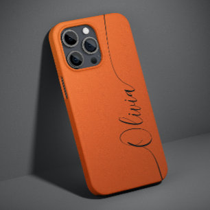 Orange Schwarze Elegante Kalligrafie-Schrift Name Case-Mate iPhone 14 Hülle