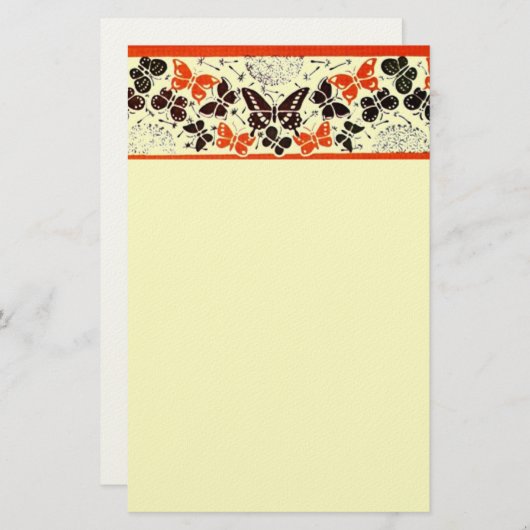 ORANGE SCHWARZE EXTRAVAGANTE SCHALTFLÄCHEN, Creme Briefpapier (Vorne/Hinten)