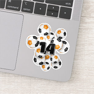 orange schwarze Fußball-Sticker mit Trikotnummer Aufkleber