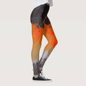 Orange schwarze graue abstrakte Malerei Leggings (Rechts)