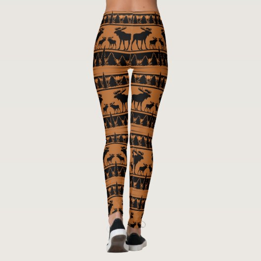 Orange schwarze karierte rustikale leggings (Rückseite)