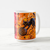 Orange Schwarze Katze Kaffeetasse (VorderseiteRechts)
