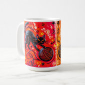 Orange Schwarze Katze Kaffeetasse (Vorderseite Links)