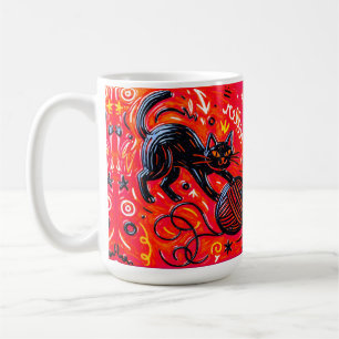 Orange Schwarze Katze Kaffeetasse