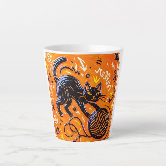 Orange Schwarze Katze Milchtasse (Vorderseite)