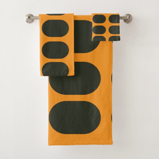 Orange Schwarze Kreise Badhandtuch Set (Insitu)