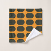 Orange Schwarze Kreise Badhandtuch Set (Waschlappen)