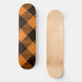 Orange Schwarze Kreuzschachbrett Büffel Karo Skateboard (Vorderseite)