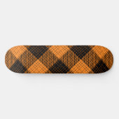 Orange Schwarze Kreuzschachbrett Büffel Karo Skateboard (Horizontal)