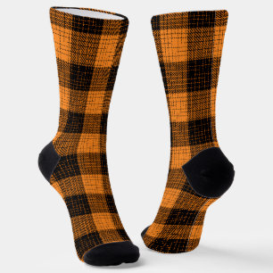 Orange Schwarze Kreuzschachtschach Buffalo Karo Socken