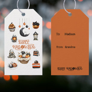 Orange Schwarze Kürbisse Geister Frohes Halloween Geschenkanhänger