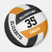 Orange schwarze Mannschaft farbig Jungs Volleyball Magnet (Vorne)