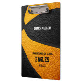 Orange schwarze Mannschaftsfarben Basketballname Klemmbrett (Links)