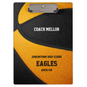 Orange schwarze Mannschaftsfarben Basketballname Klemmbrett (Vorderseite)