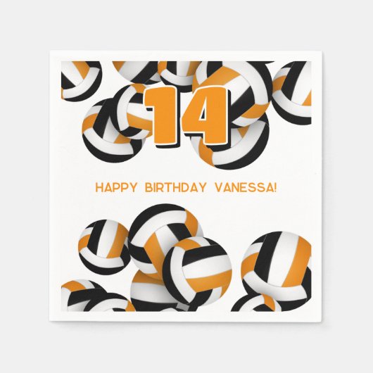 Orange schwarze Mannschaftsfarben - Volleyball-Kin Serviette (Vorderseite)