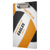 Orange schwarze Mannschaftsfarben Volleyballtraine Klemmbrett (Links)