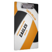 Orange schwarze Mannschaftsfarben Volleyballtraine Klemmbrett (Rechts)