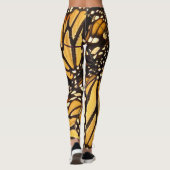 Orange schwarze Monarch-Schmetterlings-abstrakte Leggings (Rückseite)