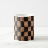 Orange Schwarze Quadrate Kaffeetasse (Mittel)
