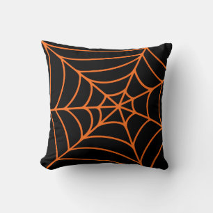 Orange Schwarze Spinnennetz Druck Gruselige Hallow Kissen