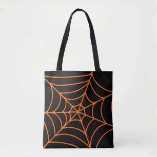 Orange Schwarze Spinnennetz Druck Gruselige Hallow Tasche