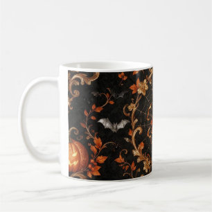 Orange Schwarze Und Goldene Gotische Halloween-Tas Kaffeetasse
