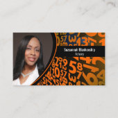 Orange Schwarze Zahlen Benutzerdefiniertes Foto QR Visitenkarte (Vorderseite)