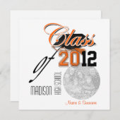 Orange schwarzer Abschluss "Klasse" der Schablone Einladung (Vorne/Hinten)